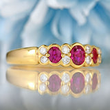 Ellibelle Jewellery Vintage Ruby & Diamond 18ct Gold Bezel-Set Band Ring