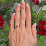 Ellibelle Jewellery Vintage Ruby & Diamond 18ct Gold Bezel-Set Three-Stone Engagement Ring