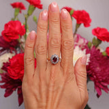 Ellibelle Jewellery Vintage Ruby & Diamond 18ct Gold Cluster Engagement Ring (0.95cts)
