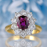 Ellibelle Jewellery Vintage Ruby & Diamond 18ct Gold Cluster Engagement Ring (0.95cts)
