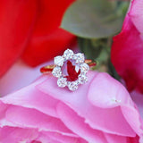 Ellibelle Jewellery Vintage Ruby & Diamond 18ct Gold Cluster Engagement Ring (1.25cts)