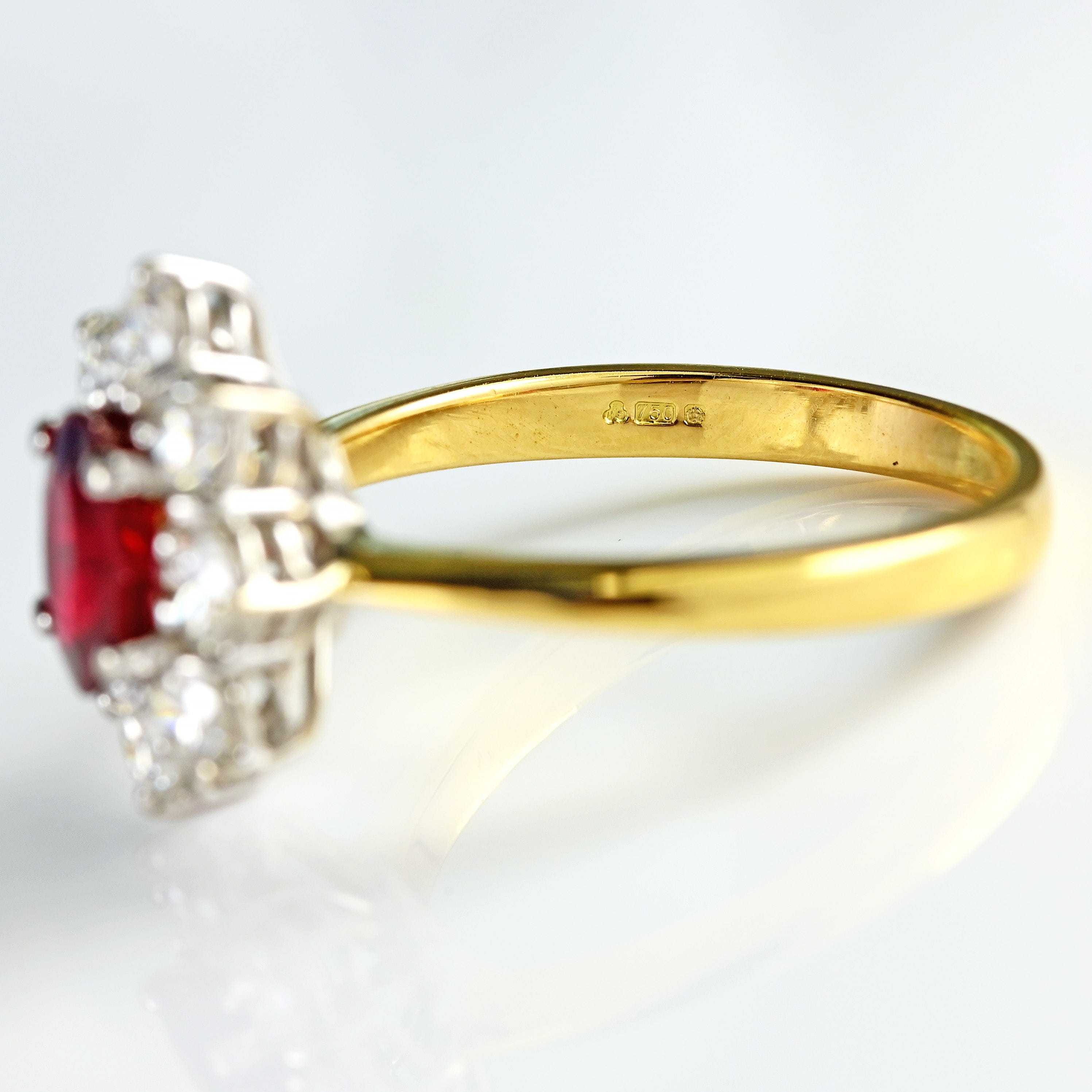 Ellibelle Jewellery Vintage Ruby & Diamond 18ct Gold Cluster Engagement Ring (1.25cts)
