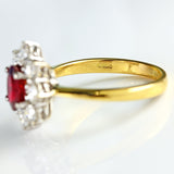 Ellibelle Jewellery Vintage Ruby & Diamond 18ct Gold Cluster Engagement Ring (1.25cts)