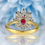 Ellibelle Jewellery Vintage Ruby & Diamond 18ct Gold Cluster Engagement Ring (1.25cts)