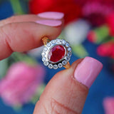 Ellibelle Jewellery Vintage Ruby & Diamond 18ct Gold Cluster Engagement Ring (1.60cts)