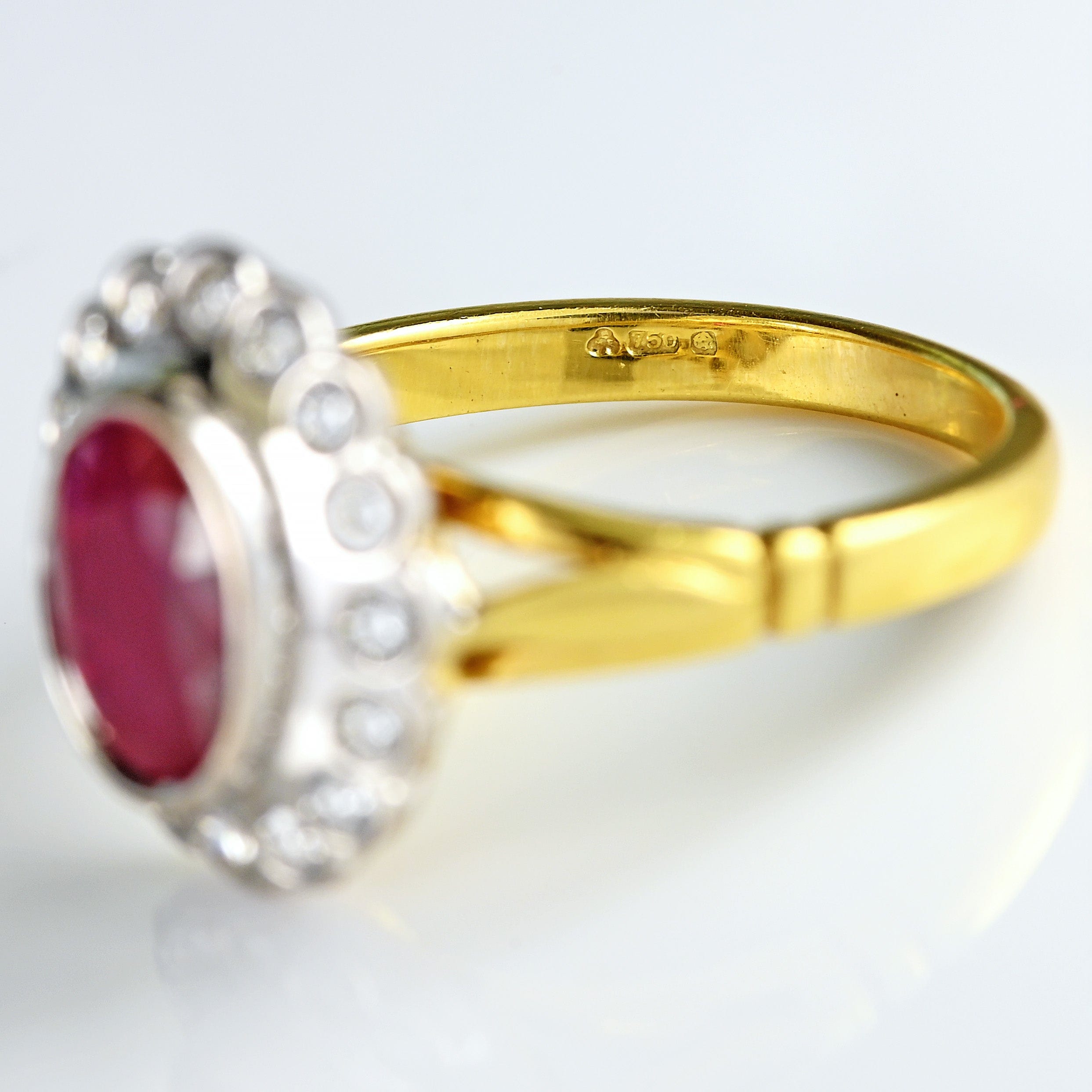 Ellibelle Jewellery Vintage Ruby & Diamond 18ct Gold Cluster Engagement Ring (1.60cts)