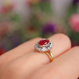 Ellibelle Jewellery Vintage Ruby & Diamond 18ct Gold Cluster Engagement Ring (1.60cts)