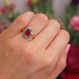 Ellibelle Jewellery Vintage Ruby & Diamond 18ct Gold Cluster Engagement Ring (1.60cts)
