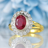 Ellibelle Jewellery Vintage Ruby & Diamond 18ct Gold Cluster Engagement Ring (1.60cts)