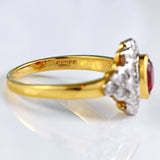 Ellibelle Jewellery Vintage Ruby & Diamond 18ct Gold Cluster Engagement Ring