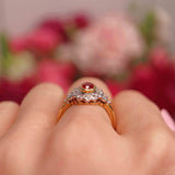 Ellibelle Jewellery Vintage Ruby & Diamond 18ct Gold Cluster Engagement Ring