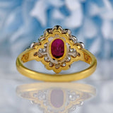 Ellibelle Jewellery Vintage Ruby & Diamond 18ct Gold Cluster Engagement Ring