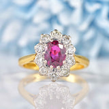 Ellibelle Jewellery Vintage Ruby & Diamond 18ct Gold Cluster Engagement Ring