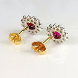 Ellibelle Jewellery Vintage Ruby & Diamond 18ct Gold Cluster Stud Earrings