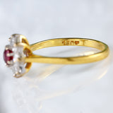 Ellibelle Jewellery Vintage Ruby & Diamond 18ct Gold Daisy Cluster Ring