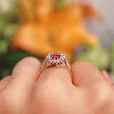 Ellibelle Jewellery Vintage Ruby & Diamond 18ct Gold Oval Cluster Ring (0.95cts)