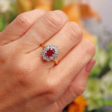 Ellibelle Jewellery Vintage Ruby & Diamond 18ct Gold Oval Cluster Ring (0.95cts)