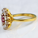 Ellibelle Jewellery Vintage Ruby & Diamond 18ct Gold Oval Cluster Ring (1.00ct)