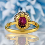 Ellibelle Jewellery Vintage Ruby & Diamond 18ct Gold Oval Cluster Ring (1.10cts)