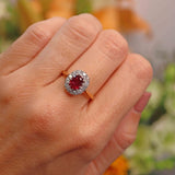 Ellibelle Jewellery Vintage Ruby & Diamond 18ct Gold Oval Cluster Ring (1.10cts)