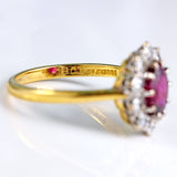 Ellibelle Jewellery Vintage Ruby & Diamond 18ct Gold Platinum Cluster Engagement Ring (1.34ct)