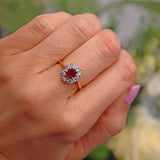 Ellibelle Jewellery Vintage Ruby & Diamond 18ct Gold Platinum Oval Cluster Ring (0.80ct)