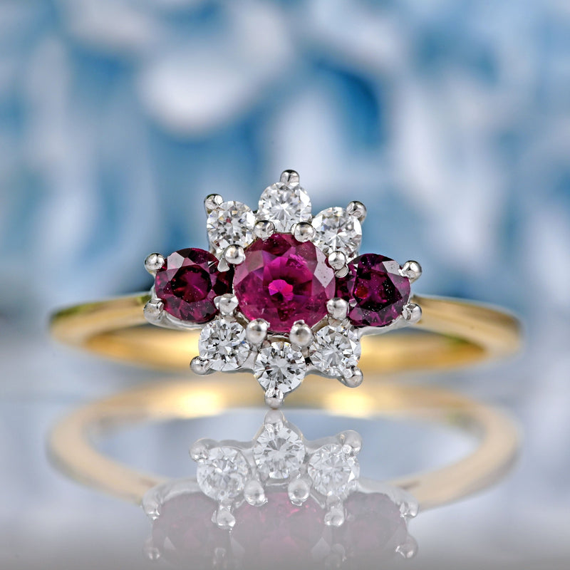 Ellibelle Jewellery Vintage Ruby & Diamond 18ct Gold Ring