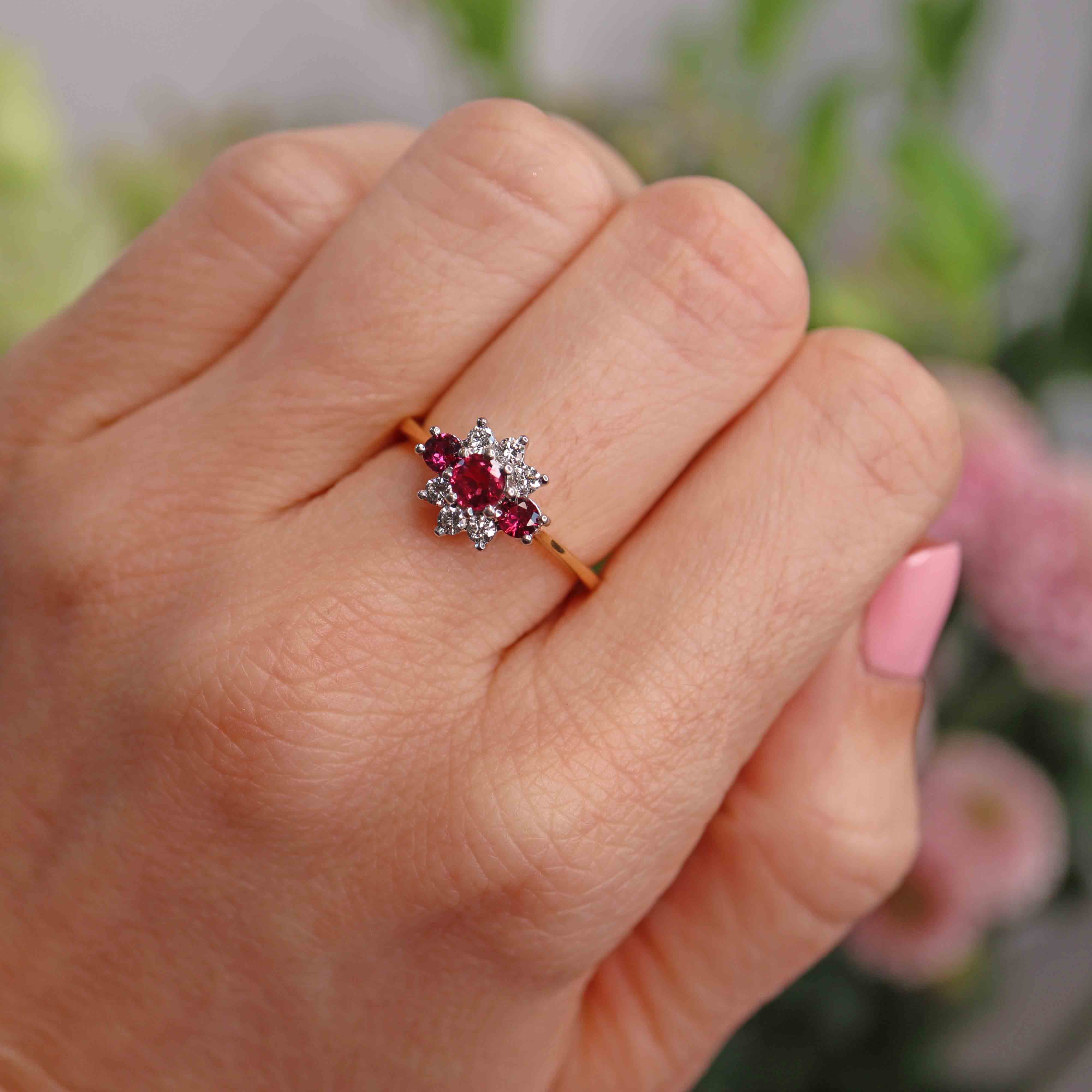 Ellibelle Jewellery Vintage Ruby & Diamond 18ct Gold Ring