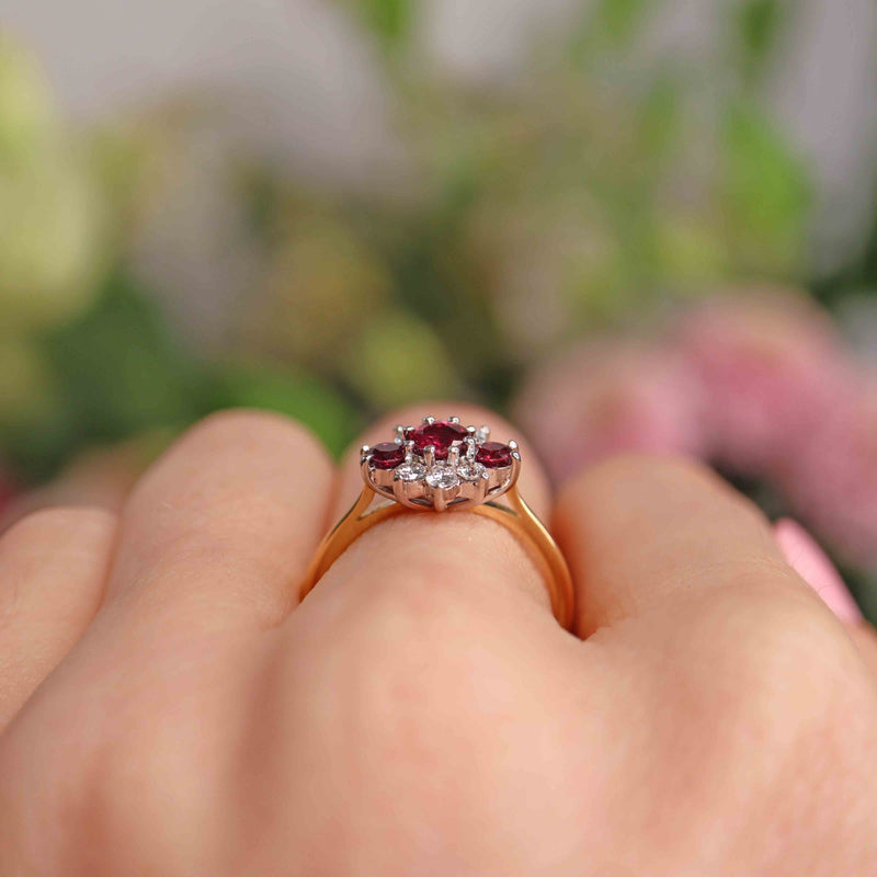 Ellibelle Jewellery Vintage Ruby & Diamond 18ct Gold Ring