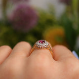 Ellibelle Jewellery Vintage Ruby & Diamond 18ct Gold Round Cluster Ring