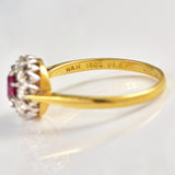 Ellibelle Jewellery Vintage Ruby & Diamond 18ct Gold Round Cluster Ring