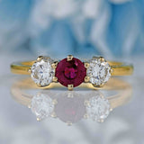 Ellibelle Jewellery Vintage Ruby & Diamond 18ct Gold Three-Stone Trilogy Engagement Ring