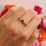 Ellibelle Jewellery Vintage Ruby & Diamond 18ct Gold Three-Stone Trilogy Engagement Ring