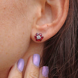 Ellibelle Jewellery Vintage Ruby & Diamond 18ct White Gold Cluster Stud Earrings