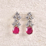 Ellibelle Jewellery Vintage Ruby & Diamond 18ct White Gold Drop Earrings