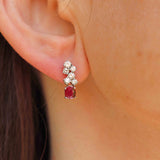 Ellibelle Jewellery Vintage Ruby & Diamond 18ct White Gold Drop Earrings