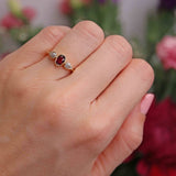 Ellibelle Jewellery Vintage Ruby & Pear-Cut Diamond 18ct Gold Three-Stone Engagement Ring