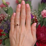 Ellibelle Jewellery Vintage Ruby & Pear-Cut Diamond 18ct Gold Three-Stone Engagement Ring