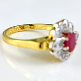 Ellibelle Jewellery Vintage Ruby & Vari-Cut Diamond 18ct Gold Cluster Ring (0.62cts)