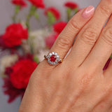 Ellibelle Jewellery Vintage Ruby & Vari-Cut Diamond 18ct Gold Cluster Ring (0.62cts)