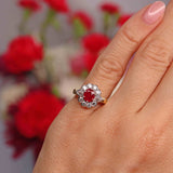 Ellibelle Jewellery Vintage Ruby & Vari-Cut Diamond 18ct Gold Cluster Ring (0.62cts)