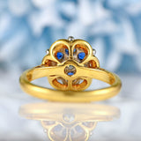 Ellibelle Jewellery Vintage Sapphire & Diamond 18ct Gold Buttercup Cluster Ring