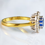 Ellibelle Jewellery Vintage Sapphire & Diamond 18ct Gold Cluster Engagement Ring (1.00ct)