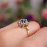 Ellibelle Jewellery Vintage Sapphire & Diamond 18ct Gold Cluster Engagement Ring (1.00ct)