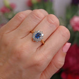 Ellibelle Jewellery Vintage Sapphire & Diamond 18ct Gold Cluster Engagement Ring (1.00ct)