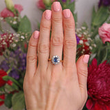 Ellibelle Jewellery Vintage Sapphire & Diamond 18ct Gold Cluster Engagement Ring (1.00ct)