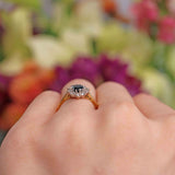 Ellibelle Jewellery Vintage Sapphire & Diamond 18ct Gold Cluster Engagement Ring