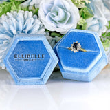 Ellibelle Jewellery Vintage Sapphire & Diamond 18ct Gold Cluster Engagement Ring