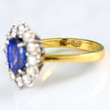Ellibelle Jewellery Vintage Sapphire & Diamond 18ct Gold Cluster Engagement Ring (2.30cts)