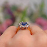 Ellibelle Jewellery Vintage Sapphire & Diamond 18ct Gold Cluster Engagement Ring (2.30cts)
